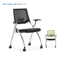 Chaise d'entraînement en plastique NUOGO de haute qualité avec dossier en maille, empilable, pliable, avec roulettes, design moderne, certifiée BIFMA, pour l'école de 1 à 3 ans