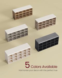 <span class=keywords><strong>Banc</strong></span> <span class=keywords><strong>de</strong></span> <span class=keywords><strong>rangement</strong></span> à chaussures moderne <span class=keywords><strong>VASAGLE</strong></span> CUSTOS Collection avec siège rembourré et 15 compartiments - Product Image 6