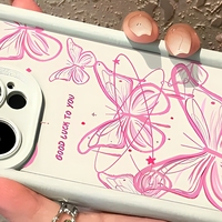 Coque de téléphone pour iPhone 15 ProMax, motif papillon rose, en TPU souple, avec protection intégrale anti-chute et anti-traces de doigts