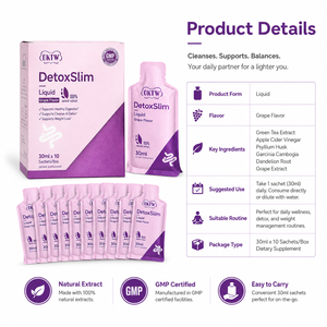 Vente en gros Label DetoxSlim Boisson liquide naturelle à base de fruits et d'herbes pour la gestion du poids, complément nutritionnel bien-être - Product Image 6