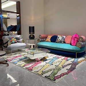 Alfombra de Salón de Arte de Color Nuevo 2024, Alfombra de Mesa de Centro de Estilo Moderno, Alfombra de Dormitorio Francesa de Estilo Moderno, Libre de Cuidado - Product Image 1