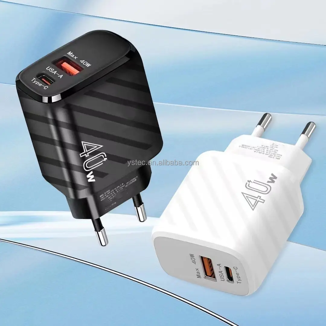 UE EE. UU. PD 20W USB C Adaptador de cargador de carga rápida dual para todos los teléfonos móviles Soporte FCP/PPS/V00C Cargador de pared portátil universal