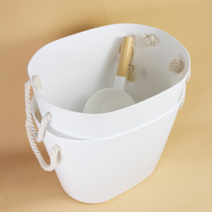 Cesto per Biancheria Sporca GREENSIDE OEM, Cesto Portabiancheria in <span class=keywords><strong>Plastica</strong></span> con Manico in Corda - Product Image 5