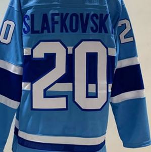 Camisa de hockey azul preta para envio, vestimenta lisa, azul 2023, retrô - Product Image 1