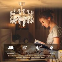 JYLIGHTING Araña de Cristal Ventilador de Techo con Luz y Control Remoto Flor Ventilador de Techo para Comedor Sala de Estar Cama