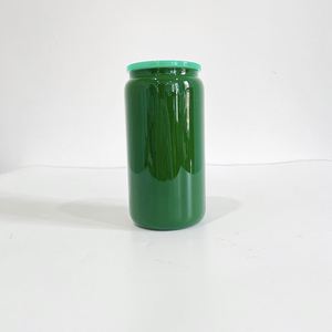 Vaso de Vidrio Reciclable de 16 oz para Cerveza o Refresco, Color Sólido Brillante, con Tapas de Plástico PP para Envolturas UV DTF, Listo para Enviar desde Almacén en EE. UU. - Product Image 5