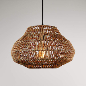 Rattan Pendant <b>Light</b> Round E27 LED Single Head For <b>Dining</b> Room Hotel Guesthouse Lighting Fixture - Product Image 5
