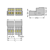 2 uds. Conector macho 231-604 de 4 polos con espaciado de pines de 5 mm gris Nuevo