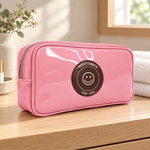 Pochette de Maquillage Brillante pour Femme avec Miroir, en Cuir PU, 22x4x11cm, Fermeture Éclair, Fine, pour Voyage, Rangement, Logo Personnalisé, OEM, ODM, Faible Coût - Product Image 5