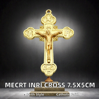 Mecrt Catholique Chrétien Croix Relief Passion Jésus 7.5x5cm Alliage Fête Des Enfants Croix Pendentif Crucifix INRI Cadeaux De Vacances