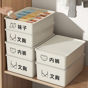 <b>Clothes</b> Organizer Drawer <b>Storage</b> Box With Lid Rectangle White Cream Blue Pink Sock Underwear Panty Organizer For Home Dormitory - Product Image 2