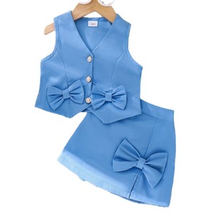 Abbigliamento per Bambini, Set Due Pezzi in Cotone per Ragazze, Gilet <span class=keywords><strong>Blu</strong></span> e <span class=keywords><strong>Pantaloncini</strong></span>, Ignifugo e Resistente ai Raggi UV - Product Image 4