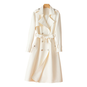 Cappotto <span class=keywords><strong>Trench</strong></span> <span class=keywords><strong>Beige</strong></span> di Alta Qualità, Nuovo Modello 2025, Lunghezza Media, Effetto Ringiovanente, Elegante e Raffinato, con Laccetti, per <span class=keywords><strong>Donna</strong></span> - Product Image 4