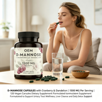 Vente en gros OEM D-Mannose 120 capsules végétaliennes 1500mg Canneberge Pissenlit Fournisseur Marque Privée
