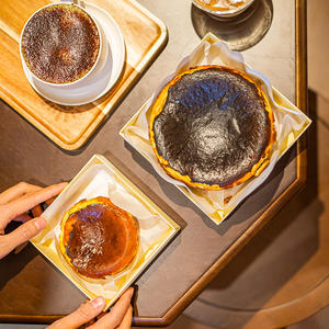 Custom logo Printing <strong>Basque</strong> Cheesecake Wave Cake Packing Box Biodegradable Folding <strong>White</strong> Cardboard With Lid - Product Image 1