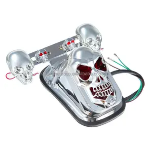 <span class=keywords><strong>Feu</strong></span> <span class=keywords><strong>arrière</strong></span> LED <span class=keywords><strong>vintage</strong></span> chromé en forme de crâne, <span class=keywords><strong>feu</strong></span> stop avec clignotant, <span class=keywords><strong>feu</strong></span> <span class=keywords><strong>arrière</strong></span> de <span class=keywords><strong>moto</strong></span> pour XL Sportster Sport V-STROM - Product Image 1