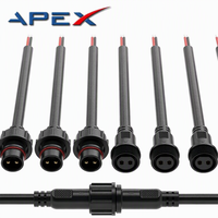 Connecteurs en cuivre étanches IP68 M12, fiche mâle/femelle 2 broches, 250V 10-15A pour voiture, camion, bateau, intérieur/extérieur, bandes LED
