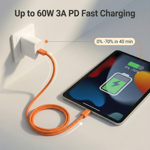 <strong>iPhoner</strong> 17 Charging <strong>Cable</strong> Type C <strong>Cable</strong> Mobile Phone Flex <strong>Cable</strong> High Quality Nylon Braided 60W 3A PD Fast Charger USB C Ladekabel - Product Image 2