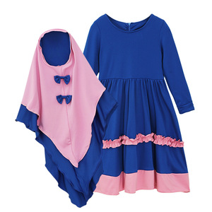 Vestido Islámico Abaya con Bloques de Color y Cuello Redondo de Manga Larga <span class=keywords><strong>para</strong></span> Niños de 0 a 3 Años y Traje Hijab <span class=keywords><strong>para</strong></span> Niños Musulmanes - Product Image 6