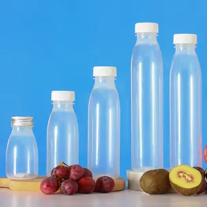 China Fabriek Juiste Prijs 350Ml Ronde Hete Vulling Fles Drank Sap Fles Verzegelde Melk Thee Plastic Fles Met Etiket