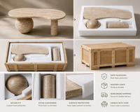 Table basse de luxe sur mesure en pierre naturelle YUSHI, table d'entrée à pieds géométriques uniques pour la décoration de villas et d'hôtels de style méditerranéen