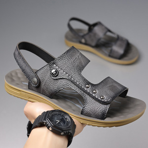Sandales à lanières en T pour hommes, semelle souple, fond en caoutchouc, gris marron, chaussures de plage décontractées, à enfiler, taille adulte 40 41 42 43 44 - Product Image 3