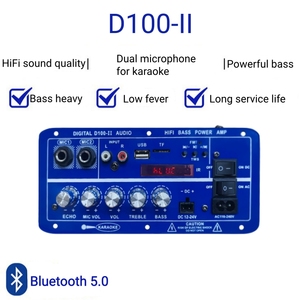 Amplificateur de voiture mono SZM D100-II 100W double alimentation AC110/240V DC12/24V FM USB TF avec écran, microphone et télécommande pour Bluetooth 5.0 - Product Image 5
