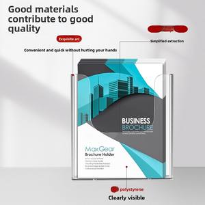 Porte-documents en acrylique, boîte de rangement, porte-fichiers A4, transparent, montage mural, support pour brochures, <span class=keywords><strong>présentoir</strong></span> pour prospectus <span class=keywords><strong>A5</strong></span> - Product Image 3