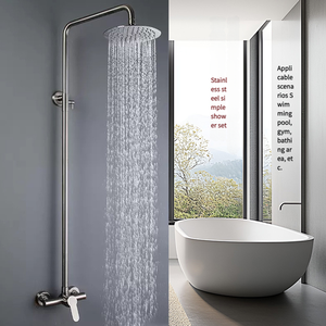 Set Doccia Moderno Monofunzione in Acciaio Inox con Valvola Miscelatrice Sollevabile, Suite Doccia Semplice per Piscina e Bagno - Product Image 2