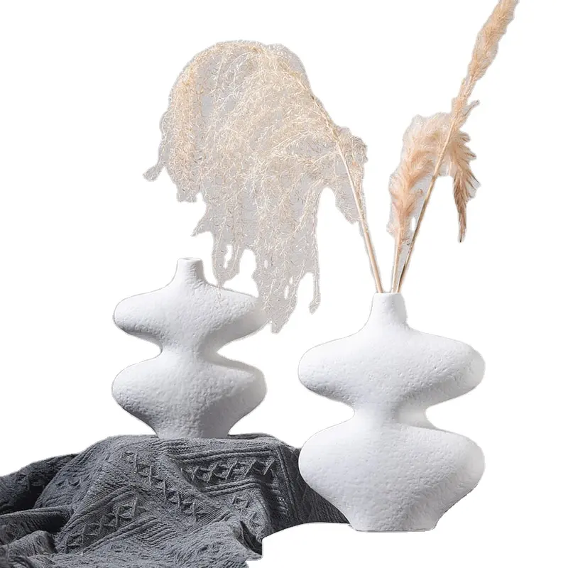 Vaso de cerâmica para presente criativo vaso de cerâmica branco irregular nórdico decoração para casa