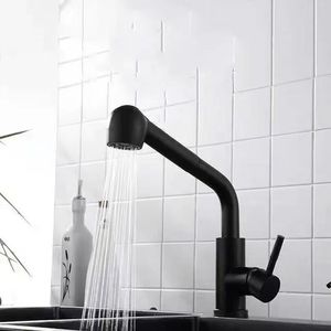 Robinet de cuisine extractible en acier inoxydable 304 noir, mitigeur d'évier monocommande eau chaude et froide - Product Image 2