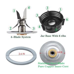 Repuestos para <span class=keywords><strong>Licuadora</strong></span> <span class=keywords><strong>Oster</strong></span> de Alta Calidad, 4 Cuchillas con Tapa de Base para Vaso y Tres Sellos de Goma, Material de Acero Inoxidable 304 - Product Image 2