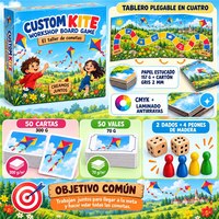 Jeu de société Fancboard Custom KITE WORKSHOP |   Édition espagnole |   Carton plié en quatre parties |   Coins arrondis |   Respectueux de la forêt |   Famille