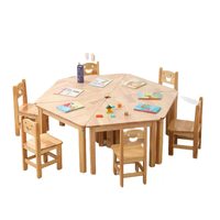 Ensemble table et chaises modernes en bois massif pour enfants avec tiroirs de rangement multifonctionnels pour chambre d'enfant et maternelle Modèle 04