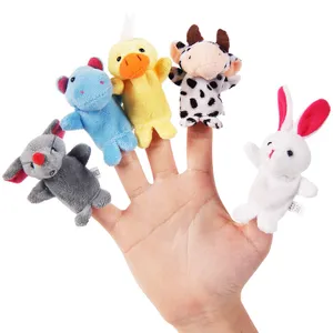 Polyester Fabric Embroidered Elephant Collective Cartoon Sea Animals Promotional Handmade Plush Felt Cat Animal Finger Puppet