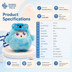 AI COCO Koala Azul de Peluche con Bolsillo, Bolso Portátil, Gorro de Copo de Nieve, Ojos LED con Luz Ambiental, Clonación de Voz ChatGPT en Más de 50 Idiomas para WiFi CE - Product Image 6