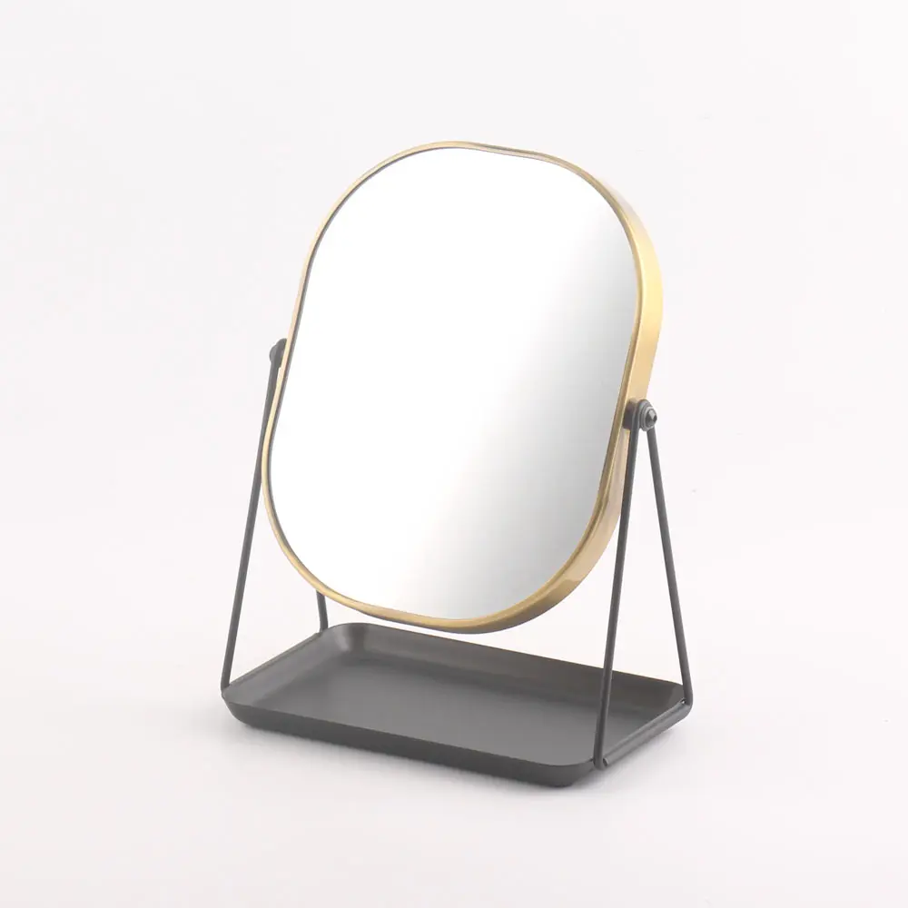 Wholesale Desktop Rotatable Square Single Side Vanity Mirror For Makeup 1X 3X 5X 7X 10X Cosmetic Mirror with storage tray