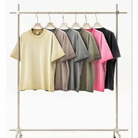 Camiseta de Verano de Alta Calidad para Hombre, con Costuras Invertidas, Estilo Vintage Desgastado, Lavado Ácido, Cuello Redondo Inclinado