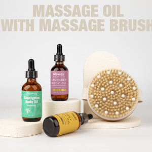 Set Hadiah SPA Perawatan Tubuh Sendiri, Minyak Pijat, Kit Detoksifikasi Kulit, Drainase Limfatik, Pengelupasan Selulit, Sikat Tubuh Kering dengan Minyak Pijat - Product Image 2