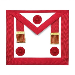 Kit de delantal de cuero para Maestro Masón del Rito Escocés con cuentas magnéticas bordadas en rojo - Product Image 1