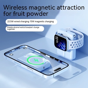 Fabrik preis PD 22,5 W Schnell ladung Magnetische drahtlose Power Bank 10000mAh Typ-C-Anschluss 2-in-1-Ladegerät mit LCD-Display und Kabeln - Product Image 3