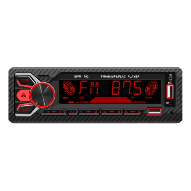 1792 1din 12V Car Mp3 Radio AUX-in USB BT Stereo FM Receiver AI Voice APP Locate Variable Lights Music Playback MP3 Player