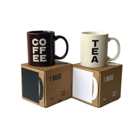 Boîte en carton pour tasse à café avec fenêtre transparente en PVC, emballage cadeau recyclable pour tasses, logo personnalisable et impression 4 couleurs