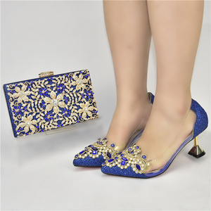 2021 Guangzhou Inmyshop ultimi <span class=keywords><strong>sandali</strong></span> disegni per la signora grandi colori <span class=keywords><strong>blu</strong></span> scarpe italiane abbinate set di borse per le donne dell'ufficio - Product Image 4