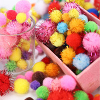 Pom Poms colorés, fournitures artisanales pour bricolage DIY, tailles assorties, scintillantes, bouffantes multicolores, cadeau