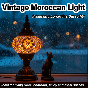 Lampe en verre coloré marocain, lampe de table moderne LED avec prise EU/US/UK, design mosaïque pour la décoration de la chambre à coucher, lampe de chevet - Product Image 2