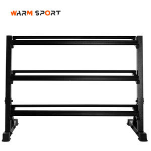 رف تخزين الدمبل متعدد الوظائف من الفولاذ الأسود المتين بثلاث طبقات للصالات الرياضية التجارية والمنزلية بالجملة - Product Image 2