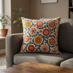 Housse de coussin carrée faite à la main avec nouveau design broderie florale canapé décoratif pour la maison et utilisation d'hôtel et d'hôpital - Product Image 2