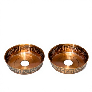 Plateaux à charbon pour chicha en cuivre antique, motif clé grecque, qualité supérieure - Product Image 3