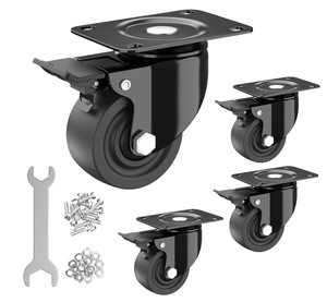 Roue pivotante avec frein, 2,5 pouces, polyuréthane, type plat, pour mobilier de bureau - Product Image 4